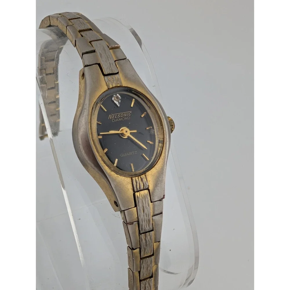 Vintage Nelsonic Watch Women‎ 18mm Case Black Dial 7